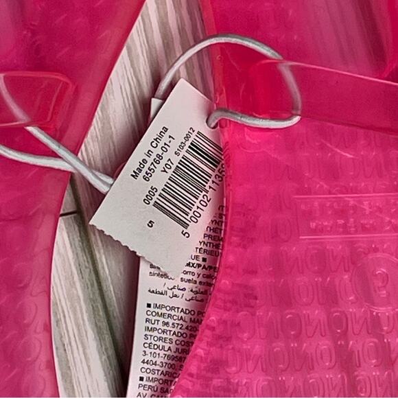 Old Navy Girl's Jelly  Neon Pink Ankle Strap Flat Summer Sandals   Sz 5  NWT - Picture 8 of 9